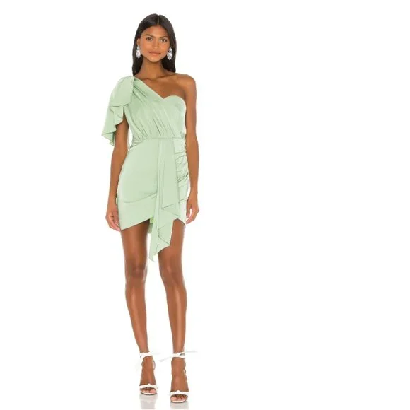 nbd green mini dress Green Midi Dress Short Sleeve Tie Front main image 0